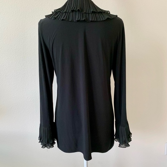 90’Ladies Black Ruffle front jacket L - Picture 2 of 9